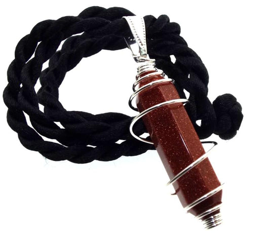 Goldstone Mini Double Terminated Point Spiral Pendant