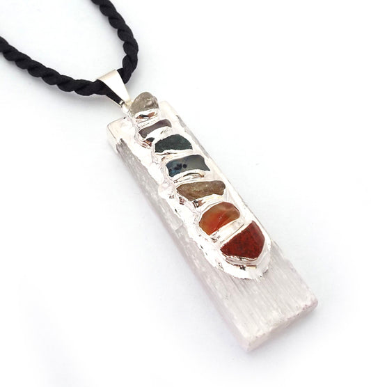 Selenite Electroplated Chakra Pendant