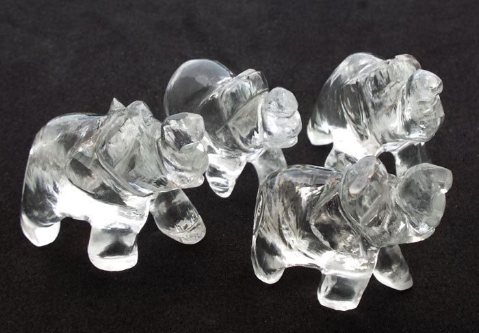 Small Clear Quartz Carved Gemstone Elephant