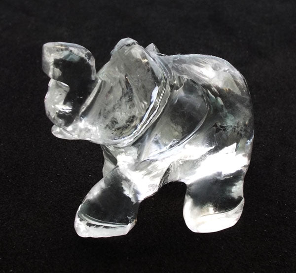 Small Clear Quartz Carved Gemstone Elephant