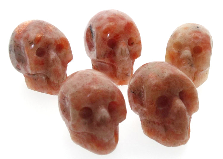 Sunstone Gemstone Carved Mini Skull