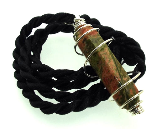 Unakite Double Terminated Point Gemstone Spiral Pendant