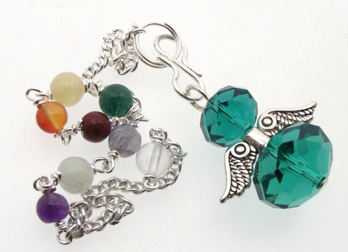 Viridian Green Crystal Angel Charm Chakra Pendulum