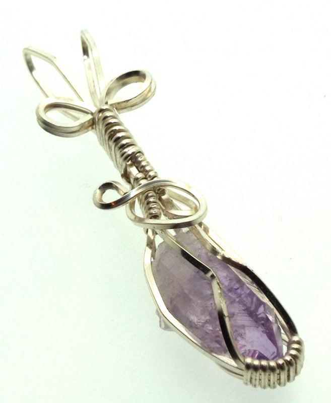 Amethyst Vera Cruz Gemstone Silver Plated Wire Wrapped Pendant 02
