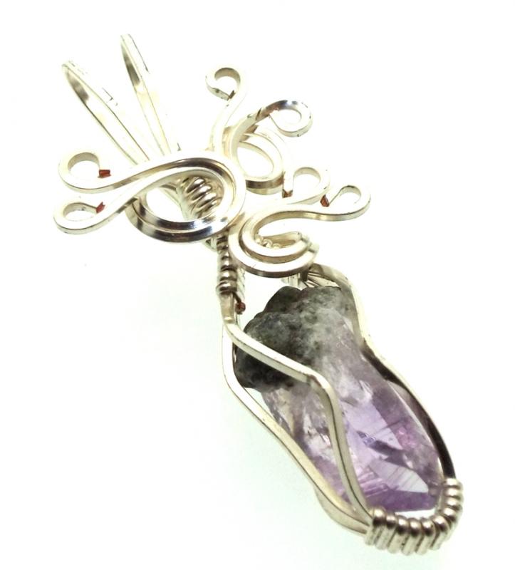 Amethyst Vera Cruz Gemstone Silver Plated Wire Wrapped Pendant 06