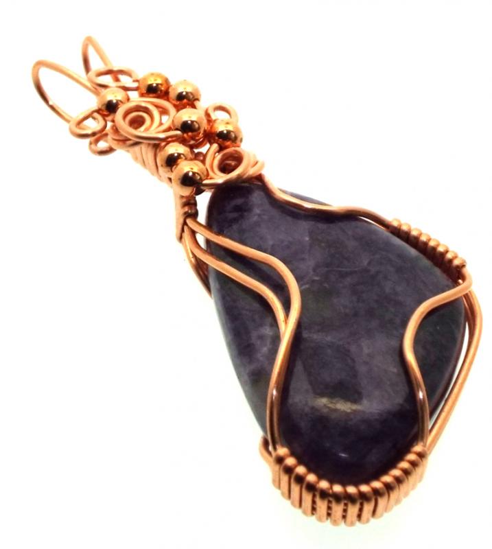 Charoite Gemstone Copper Wire Wrapped Pendant 03
