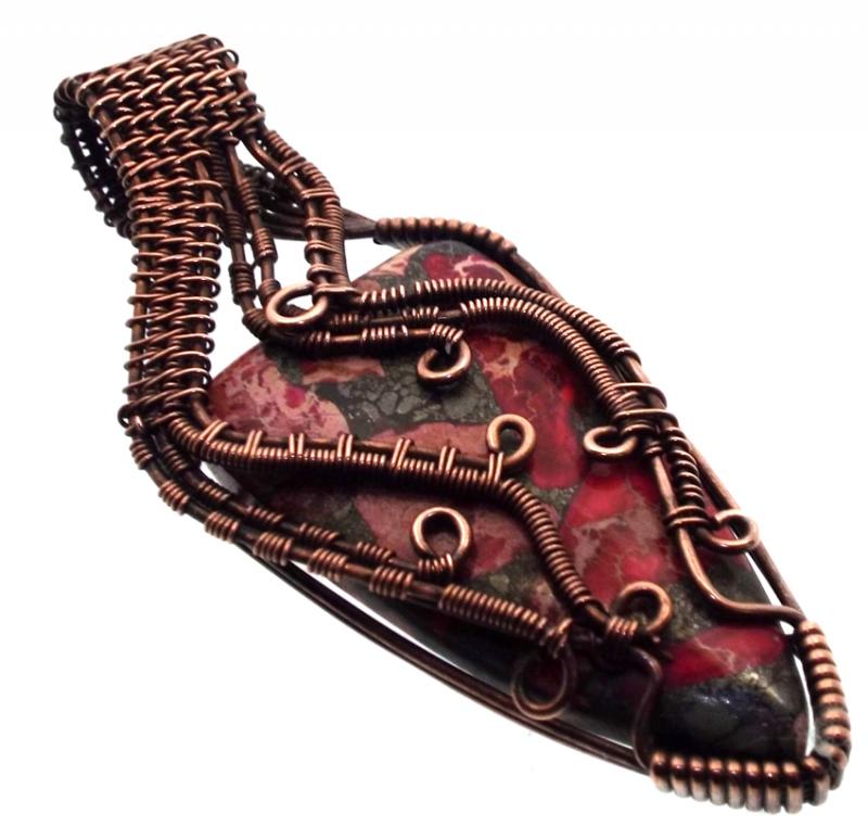 Sediment Jasper Copper Wire Weave Pendant 19