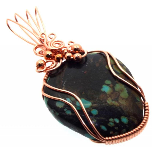 Turquoise Gemstone Copper Wire Wrapped Pendant 01