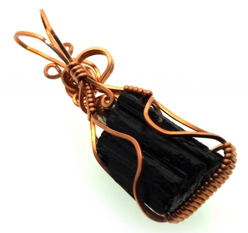 Black Tourmaline Copper Wire Wrapped Pendant 06