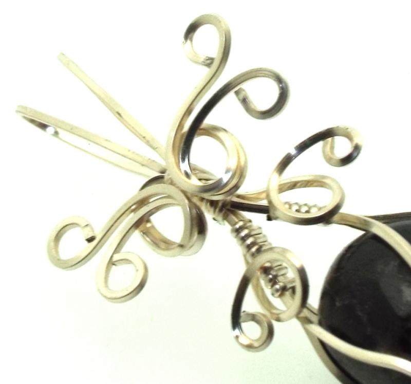Dravite Brown Tourmaline Silver Filled Wire Wrapped Pendant 01