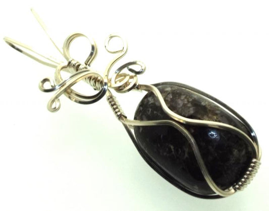 Dravite Brown Tourmaline Silver Filled Wire Wrapped Pendant 03