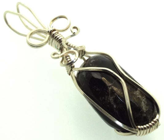 Dravite Brown Tourmaline Silver Filled Wire Wrapped Pendant 04