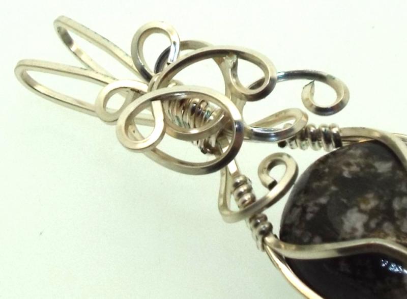 Dravite Brown Tourmaline Silver Filled Wire Wrapped Pendant 05