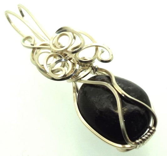 Dravite Brown Tourmaline Silver Filled Wire Wrapped Pendant 07
