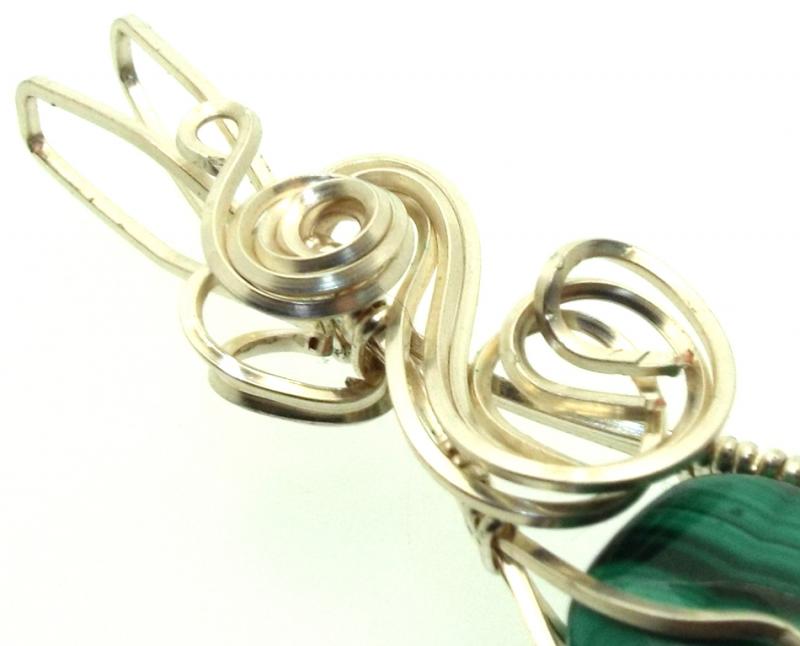 Malachite Silver Filled Wire Wrapped Pendant 02