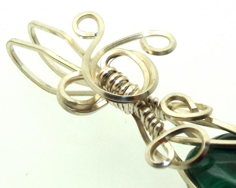 Malachite Silver Filled Wire Wrapped Pendant 03