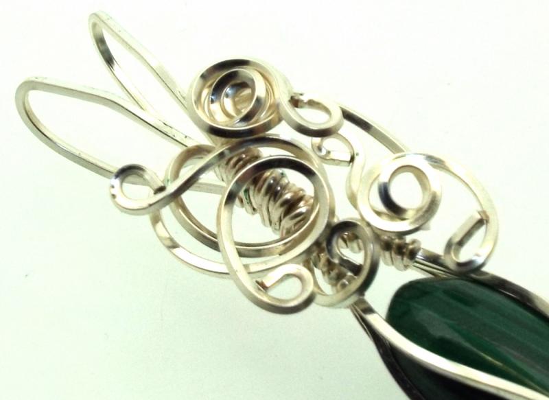 Malachite Silver Filled Wire Wrapped Pendant 04
