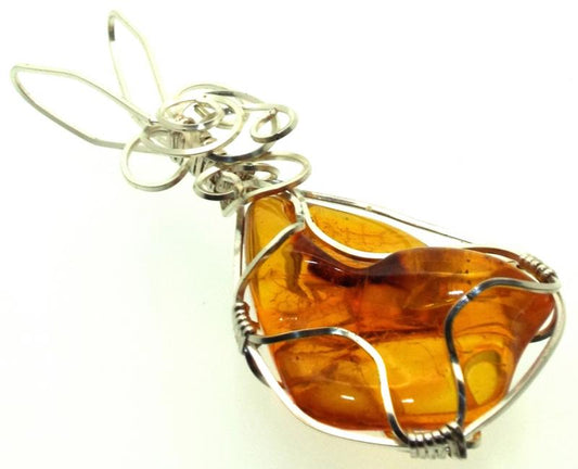 Baltic Amber Sterling Silver Wire Wrapped Pendant 01