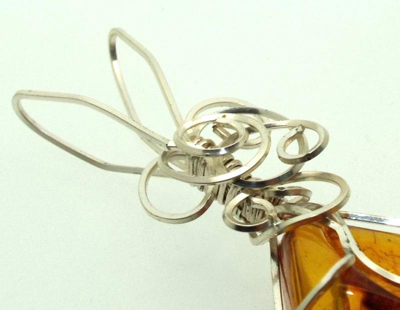 Baltic Amber Sterling Silver Wire Wrapped Pendant 01