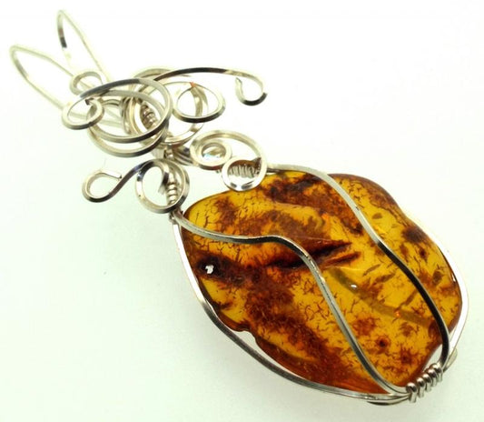 Baltic Amber Sterling Silver Wire Wrapped Pendant 02