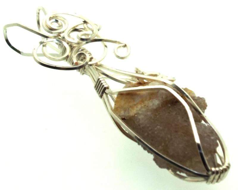 Cactus Quartz Silver Filled Wire Wrapped Pendant 05