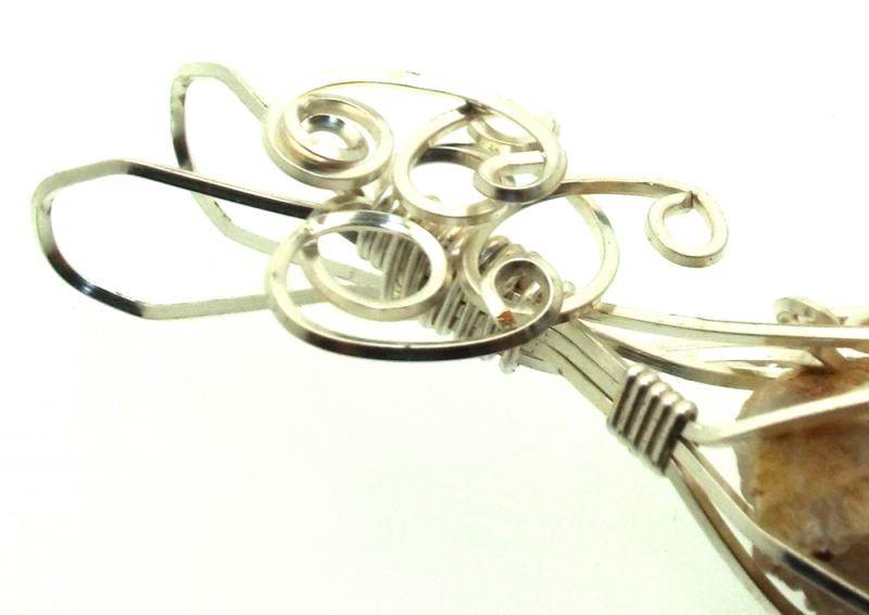 Cactus Quartz Silver Filled Wire Wrapped Pendant 05