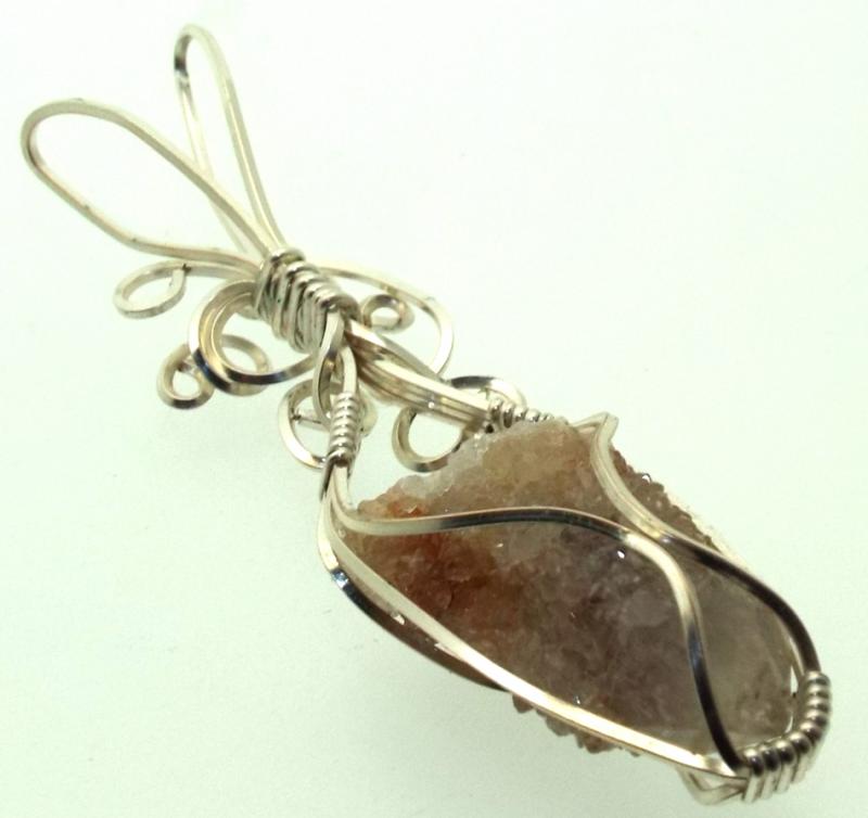 Cactus Quartz Silver Filled Wire Wrapped Pendant 06