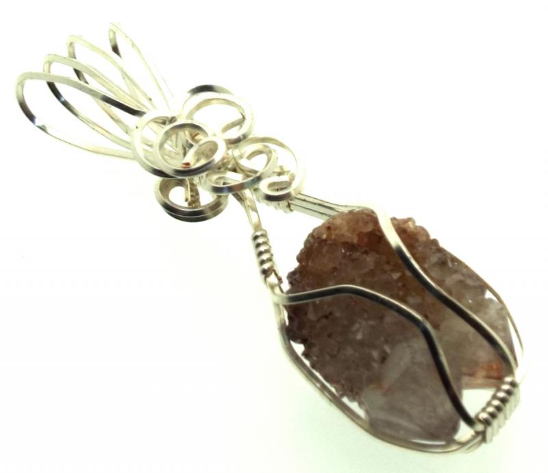 Cactus Quartz Silver Filled Wire Wrapped Pendant 07