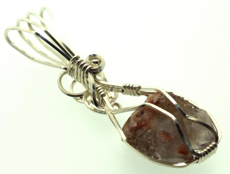 Cactus Quartz Silver Filled Wire Wrapped Pendant 07