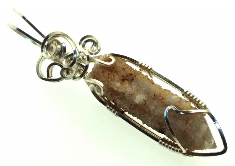 Cactus Quartz Silver Filled Wire Wrapped Pendant 08