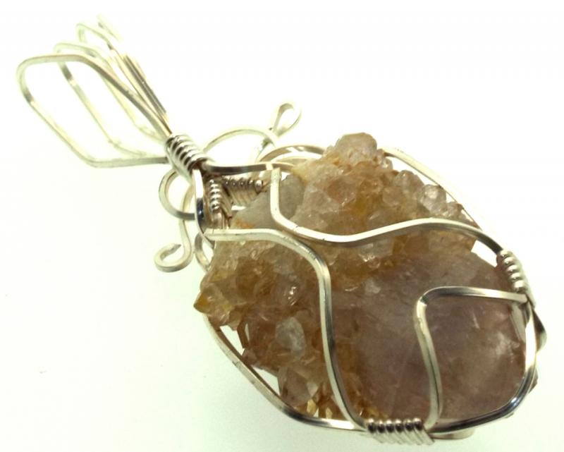 Cactus Quartz Silver Filled Wire Wrapped Pendant 10