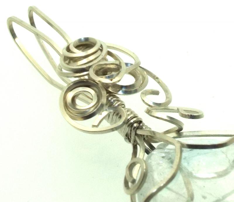 Blue Topaz Silver Filled Wire Wrapped Pendant 11