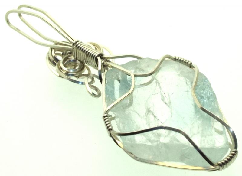 Blue Topaz Silver Filled Wire Wrapped Pendant 11