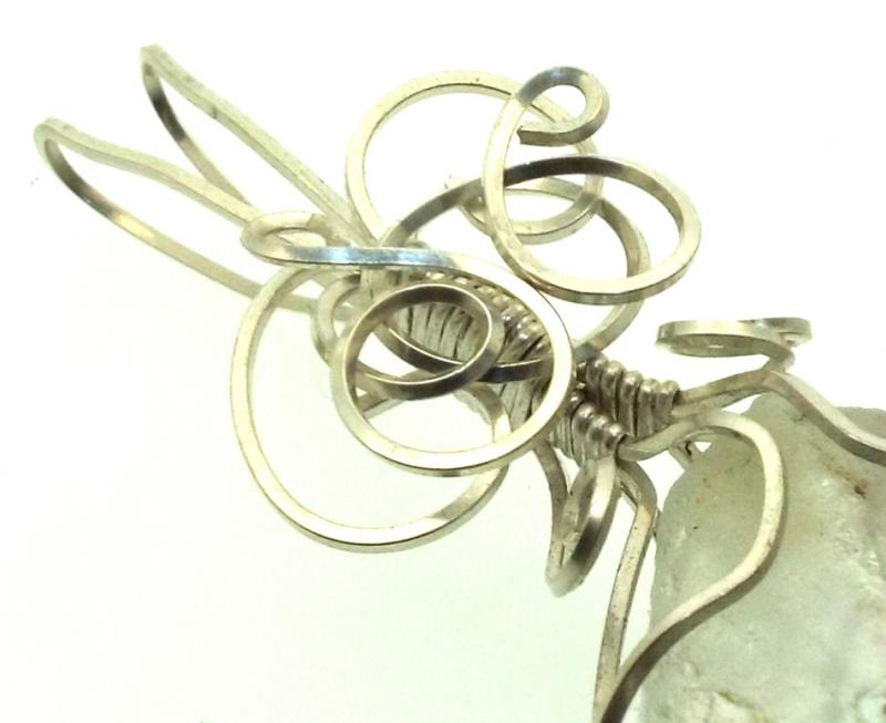 Blue Topaz Silver Filled Wire Wrapped Pendant 12