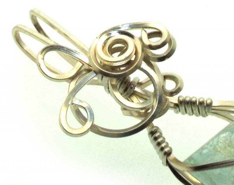 Blue Topaz Silver Filled Wire Wrapped Pendant 13