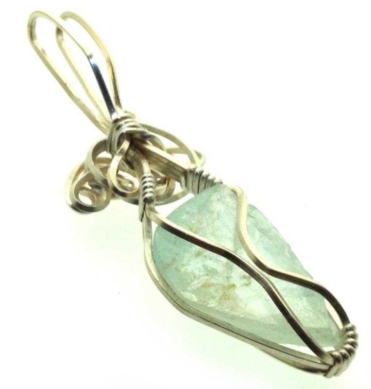 Blue Topaz Silver Filled Wire Wrapped Pendant 13