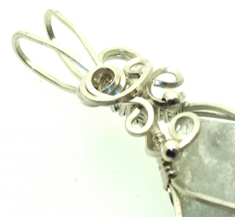 Celestite Gemstone Sterling Silver Wire Wrapped Pendant 01