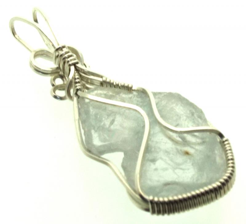 Celestite Gemstone Sterling Silver Wire Wrapped Pendant 01