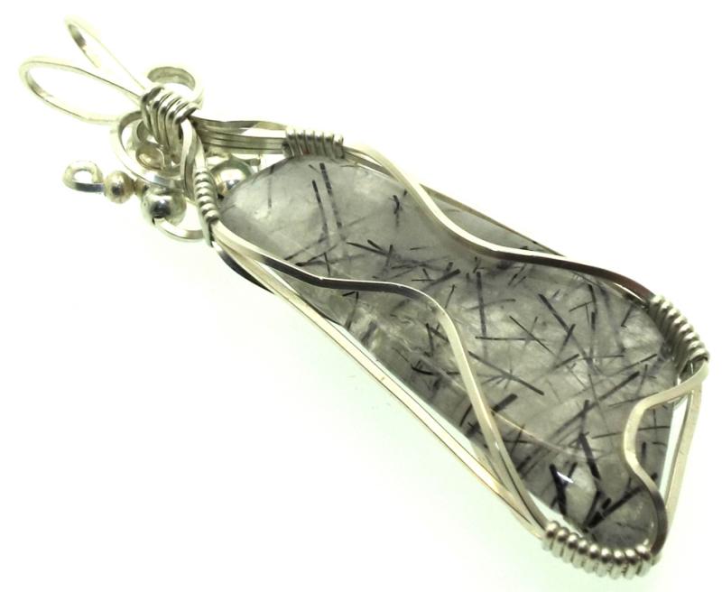 Tourmalated Quartz Sterling Silver Wire Wrapped Pendant 03