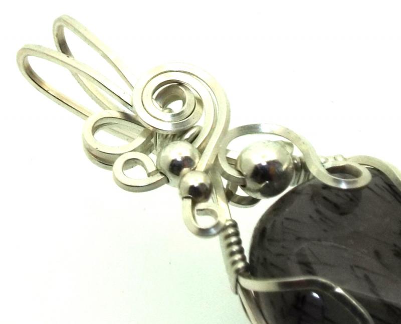 Tourmalated Quartz Sterling Silver Wire Wrapped Pendant 04