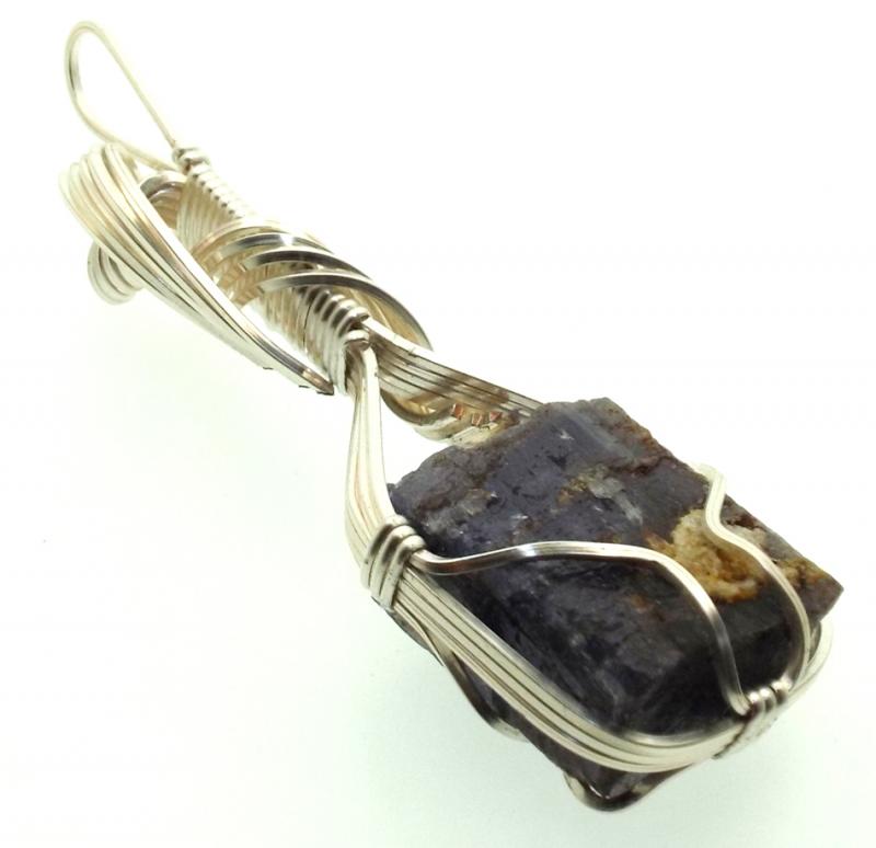 Tanzanite Gemstone Silver Filled Wire Wrapped Pendant 01