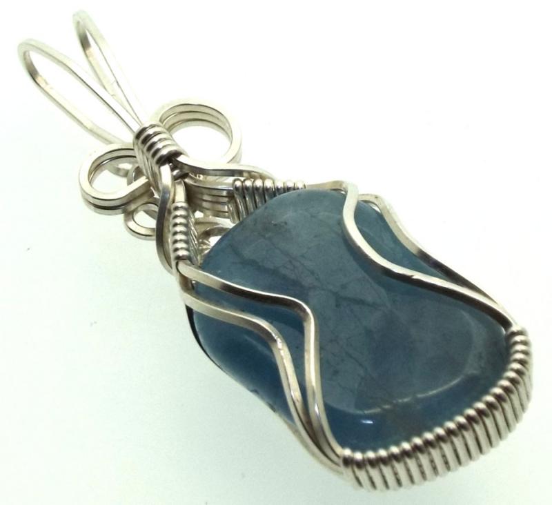 Aquamarine Sterling Silver Wire Wrapped Pendant 01