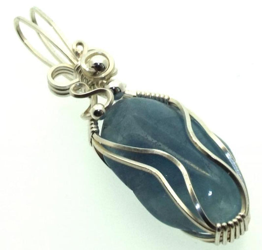 Aquamarine Sterling Silver Wire Wrapped Pendant 04