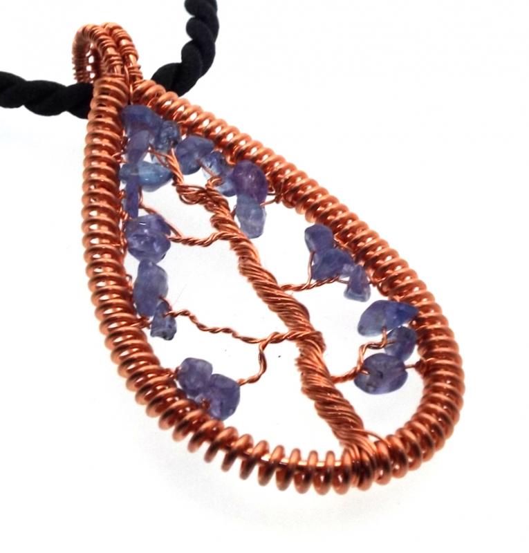 Tanzanite Gemstone Copper Tree of Life Pendant 14
