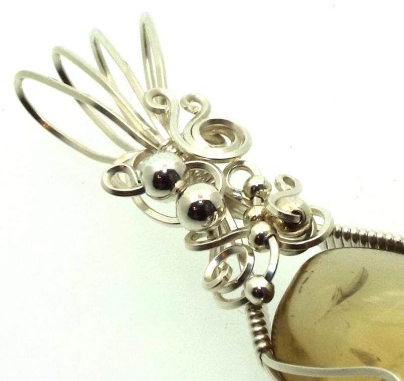 Whiskey Quartz Sterling Silver Wire Wrapped Pendant 03