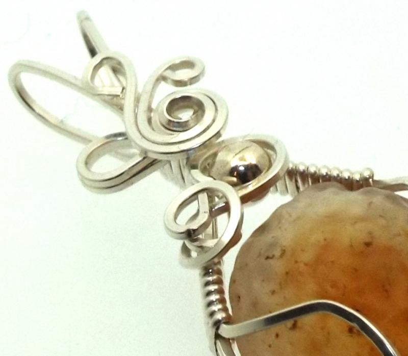 Mongolian Desert Gobi Agate Sterling Silver Wire Wrapped Pendant 02