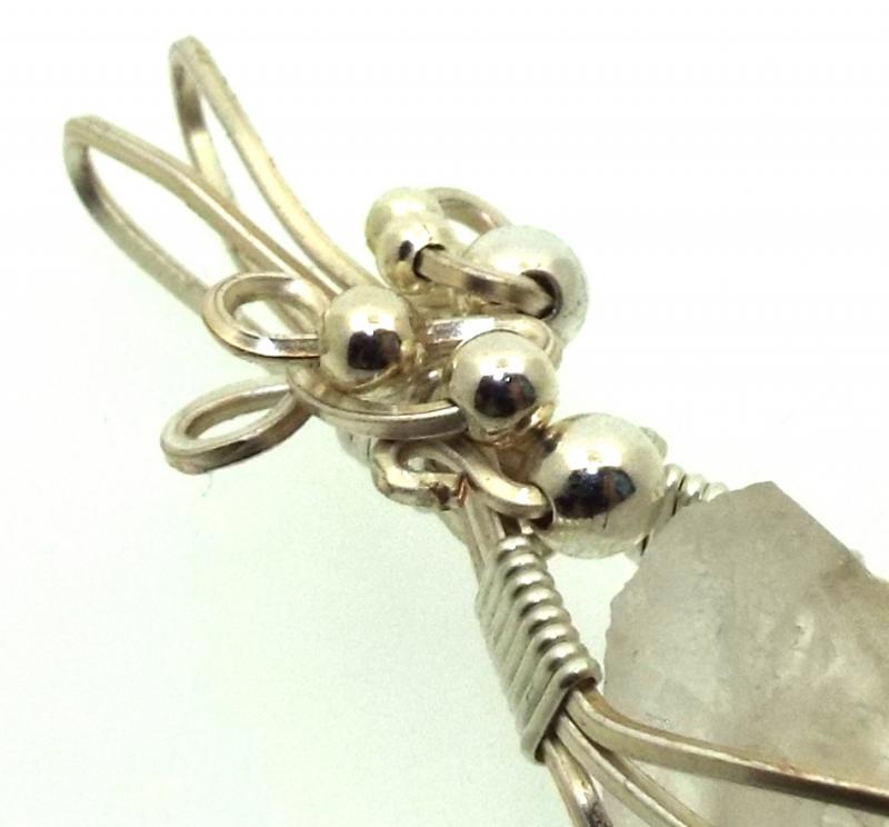 Lemurian Star Seed Lazer Quartz Sterling Silver Wire Wrapped Pendant 05