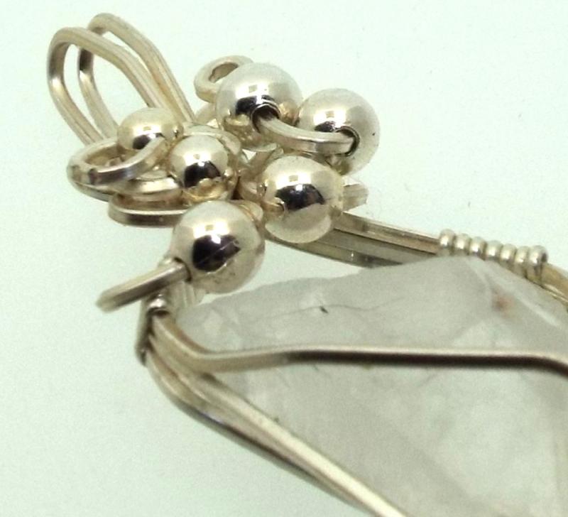 Lemurian Star Seed Lazer Quartz Sterling Silver Wire Wrapped Pendant 07
