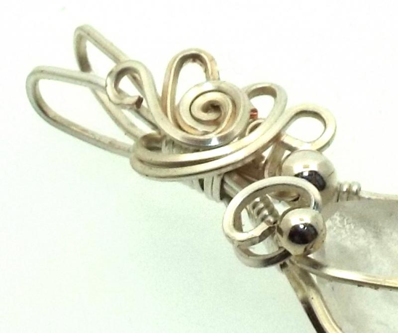 Lemurian Star Seed Lazer Quartz Sterling Silver Wire Wrapped Pendant 08