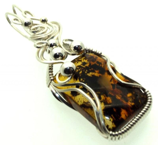 Baltic Amber Sterling Silver Wire Wrapped Pendant 05